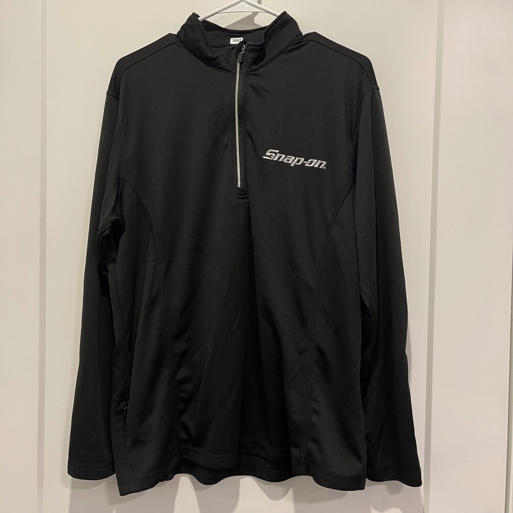 Snap-on Tools Mens Black Quarter Zip Pullover Performance Mesh Top Large